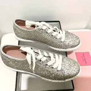 kate spade Shoes Kate Spade Vale Silver Glitter Lace Up